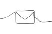 One continuous line envelope drawing. Email message outline sketch, minimalist mailbox sign. Vector illustration.